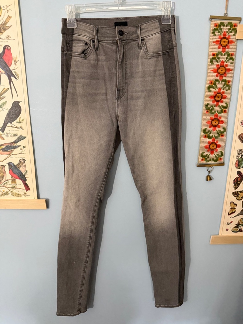 Mother The Swooner Supermoon Stripe Gray Jeans